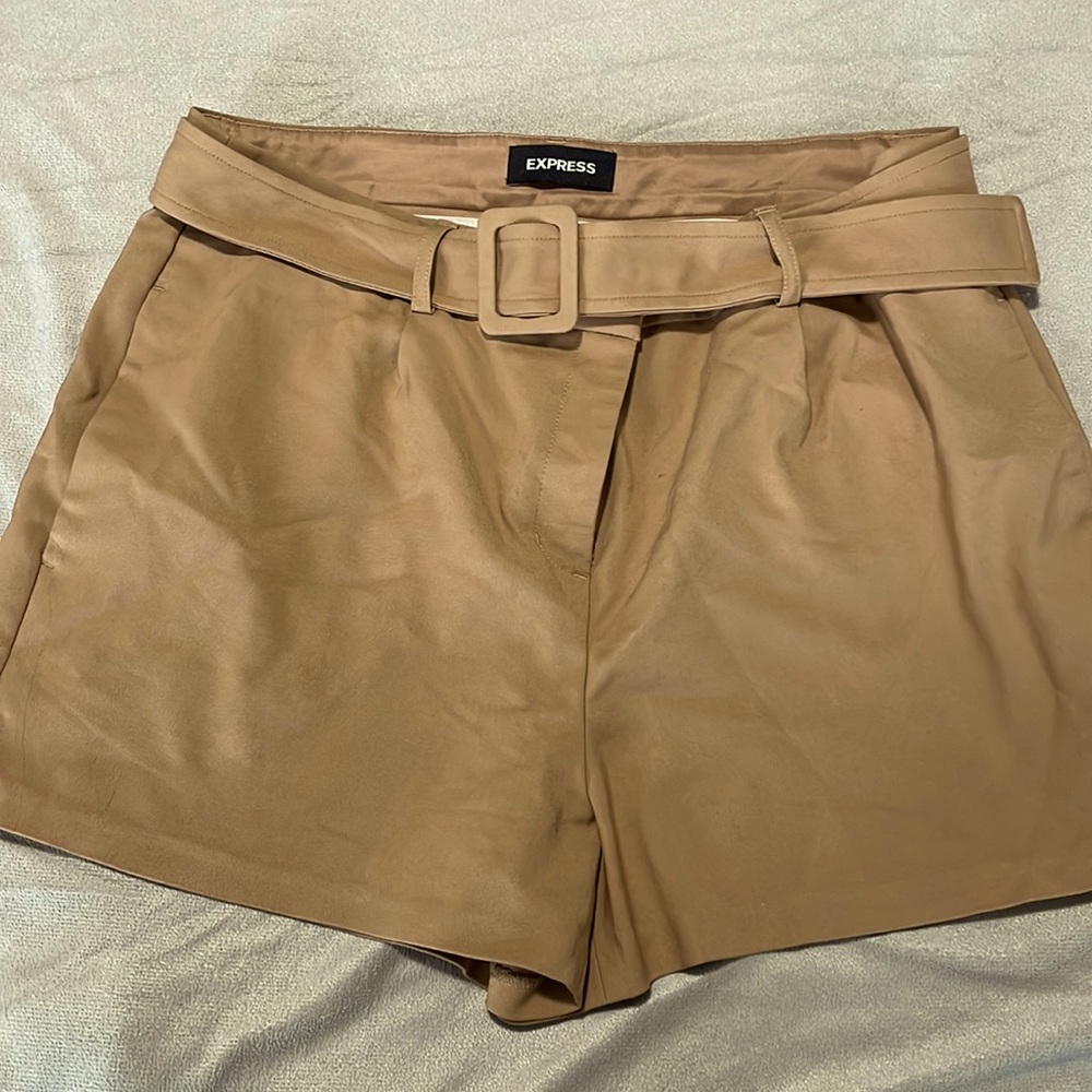 Express shorts with belt.  Camel color- dressy look